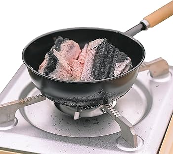 Amazon | Hongmidy 炭焼き鍋、バーベキュー用炭鍋 - 木製ハンドル付き
