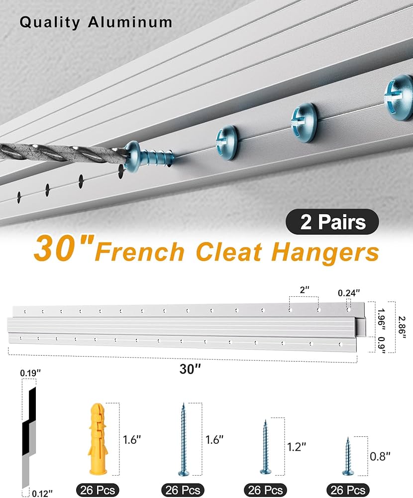 Amazon | (30インチ) フレンチクリート、高耐久アルミZクリップ/バー
