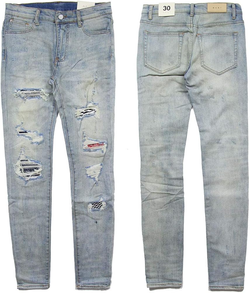 Amazon | [ミニマル] デニム スキニーパンツ メンズ 28inch ブルー 075