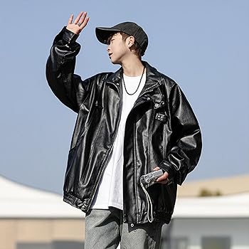 Amazon | [Sakunaca] 黒 レザージャケット 革ジャン バイク メンズ