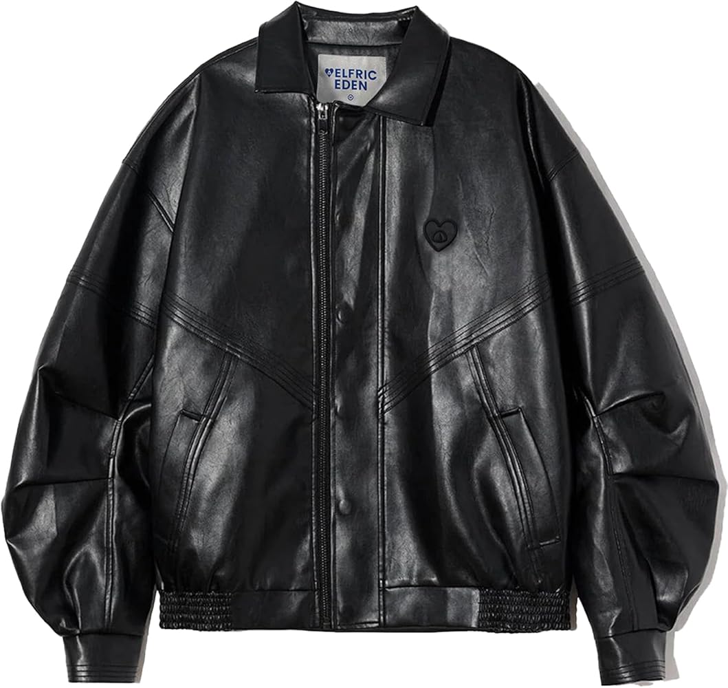 Aelfric Eden Womens Leather Jacket Oversized Y2k Faux Motorcycle