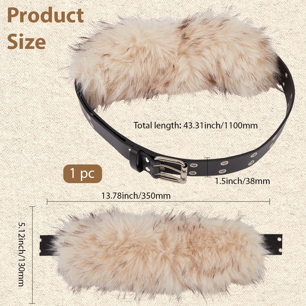 GORGECRAFT Medieval Viking White Fur Leather Belt Adjustable