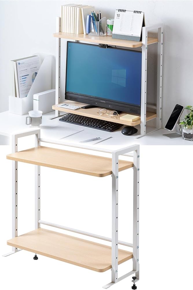 Amazon.co.jp: サンワダイレクト 机上ラック 幅60cm クランプ式 棚 高