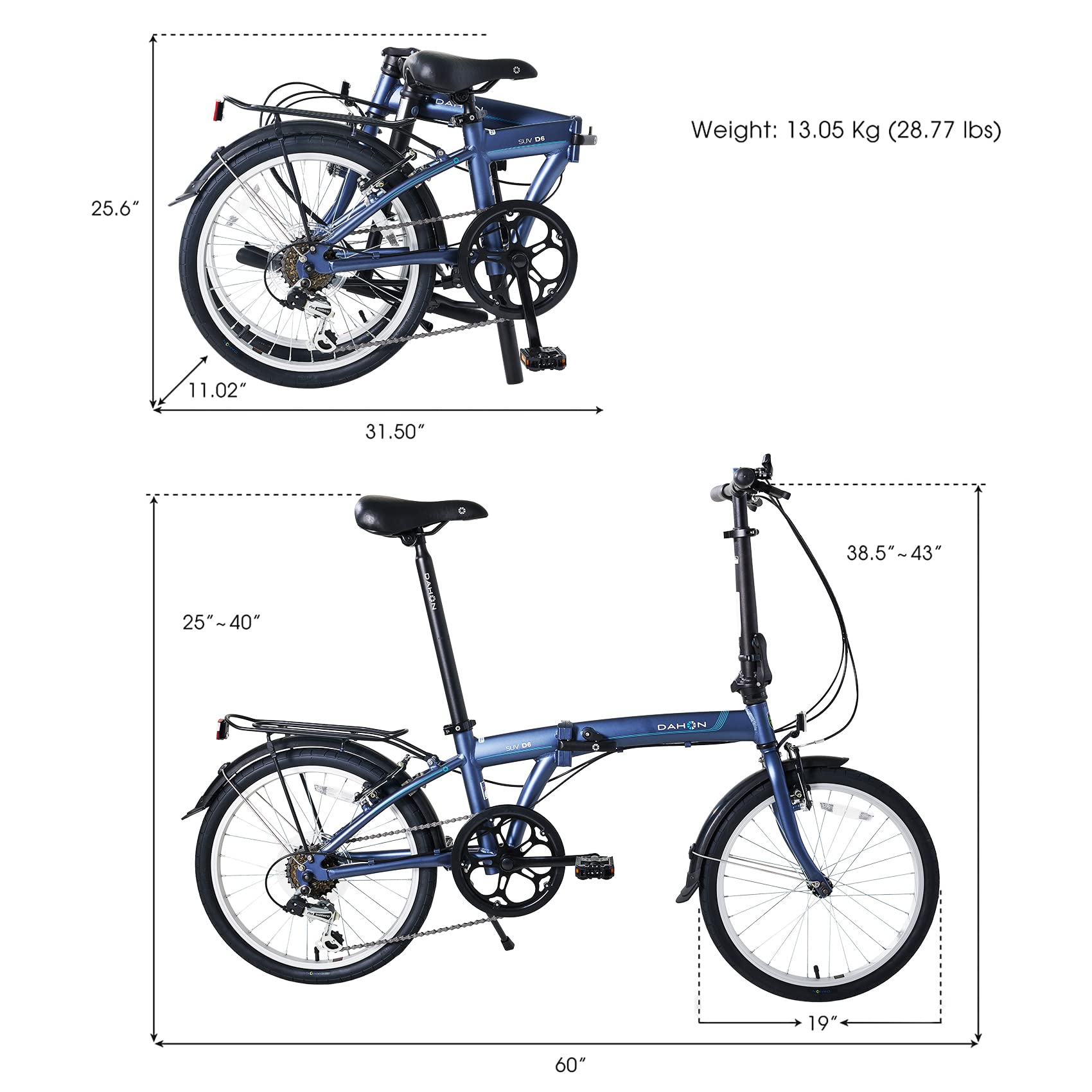 Amazon | Dahon (ダホン) SUV D6 折りたたみ自転車 軽量アルミフレーム