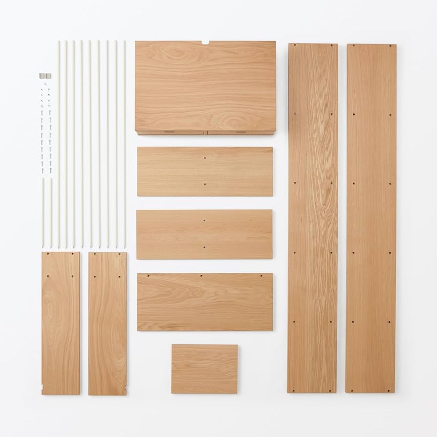 Amazon｜無印良品 スタッキングシェルフ カウンター 2列 オーク材突板