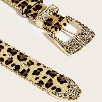 Amazon | [Lamerry] ウエスタンベルト ヒョウ柄 レオパード スタッズ