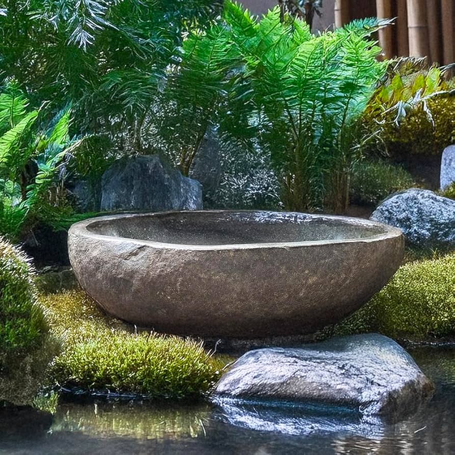 Amazon｜つくばい 手水鉢 石 睡蓮鉢 大型 おしゃれ 水鉢 メダカ鉢 庭