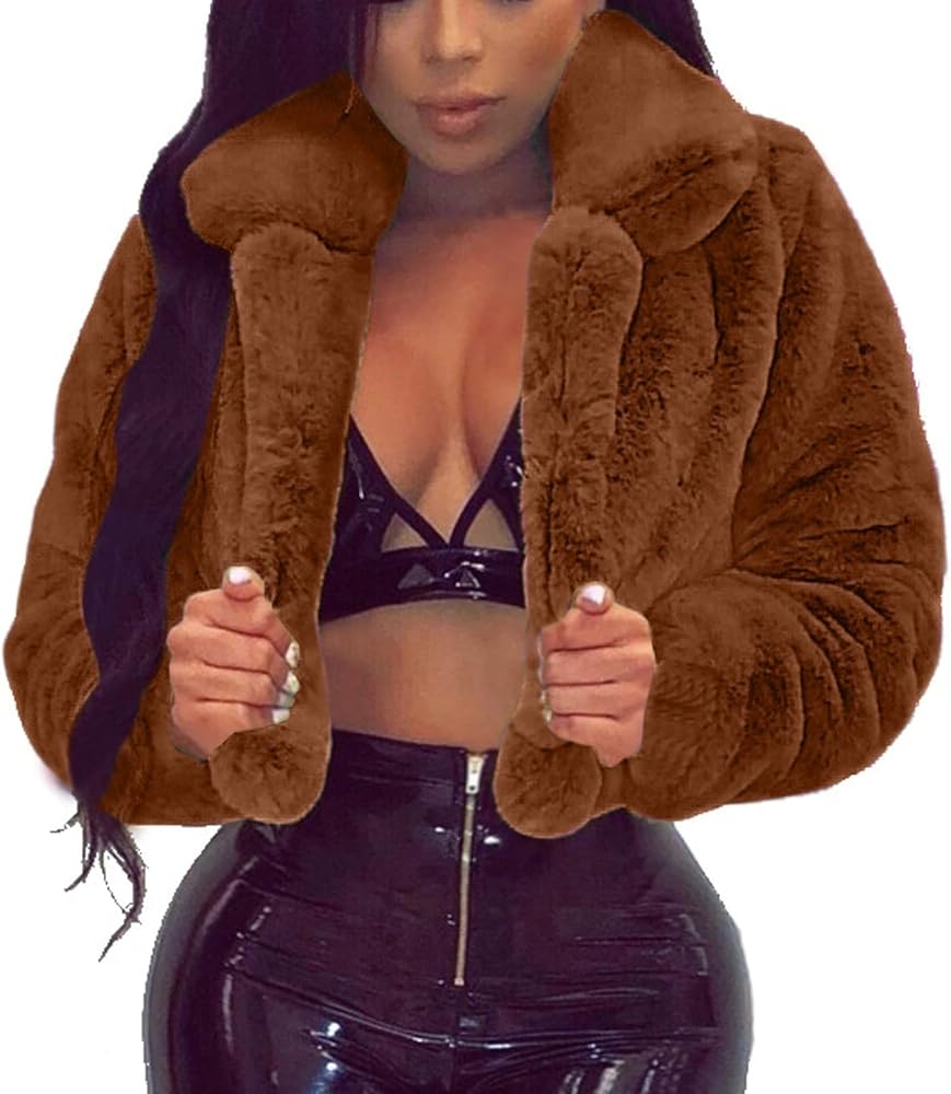 Amazon.com: Womens Faux Fur Jackets Cropped Winter Coats Fashion