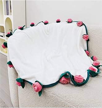Amazon｜完成した花のバラの花束ブランケット、バラのブランケット