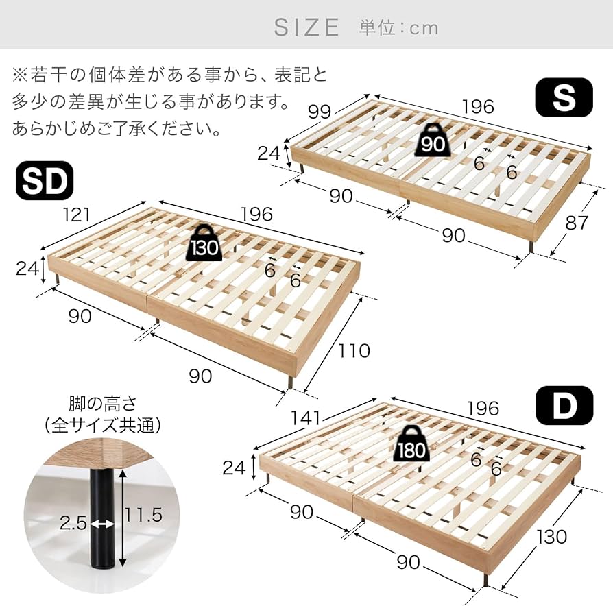 Amazon｜LOWYA ロウヤ セミダブル SD ベッドフレーム ベッド フレーム