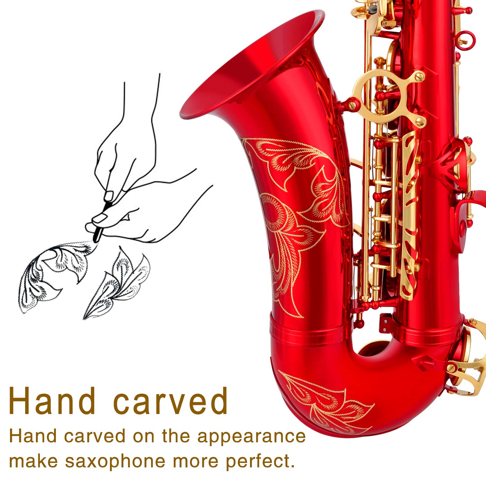 Amazon.com: EASTROCK Red/Golden Alto Saxophone E Flat Sax Full Kit