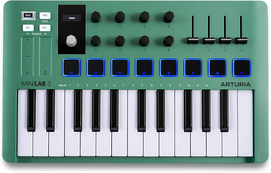 Amazon.com: Arturia MiniLab 3 — Limited Edition Mint Green 25 Key