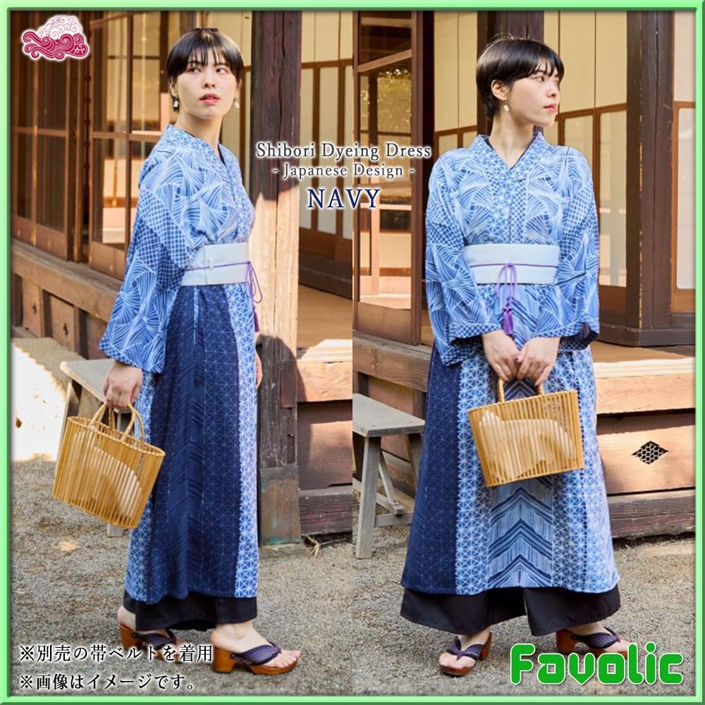 Amazon | 縫い絞り染め ワンピース 絞り染め 浴衣 綿 ロング