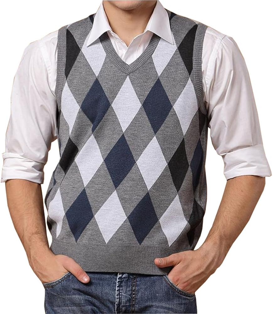 Amazon | [FEVON] ベスト メンズ ニットベスト アーガイル柄