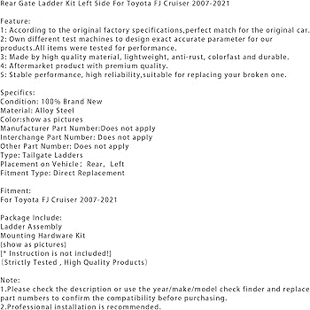 Amazon.co.jp: Bruce & Shark リアラダー 適用トヨタ FJ クルーザー