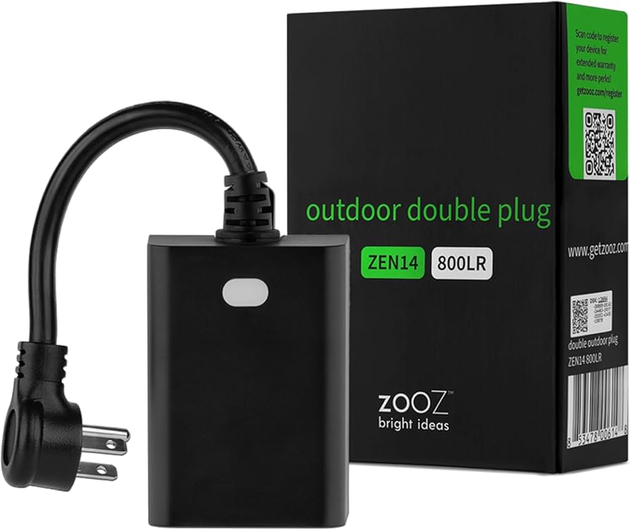 Zooz 800 Series Z-Wave Long Range Outdoor Double Plug ZEN14 | Hub