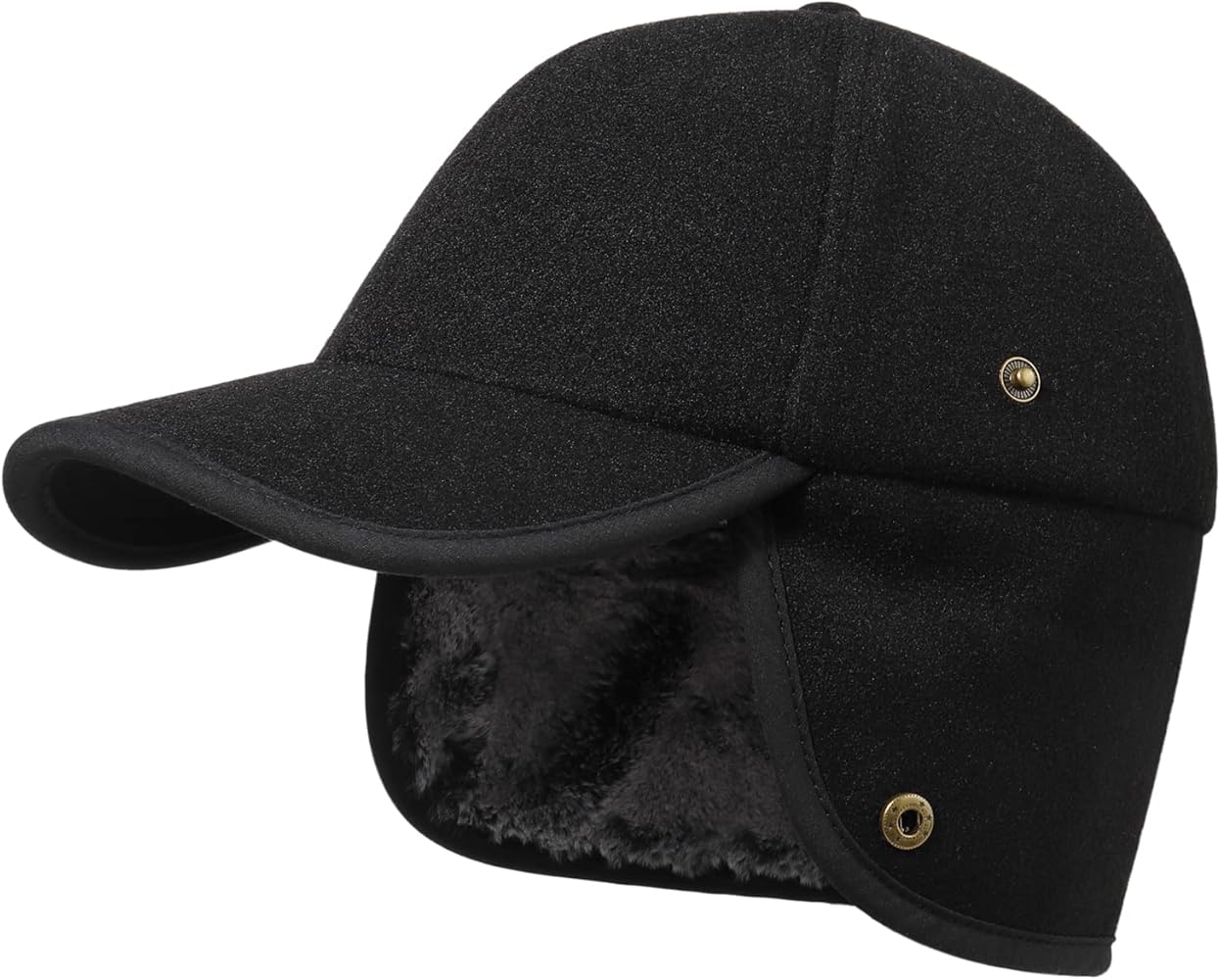 Gisdanchz Winter Wool Baseball Hat with Ear Flap for Men Women