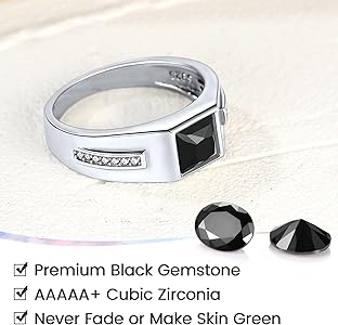Amazon.com: Womens Diamond Cut Stone Engagement Ring, Black Onxy