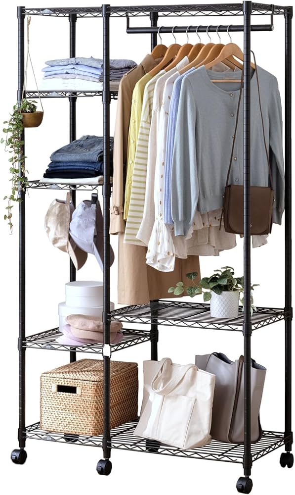 Amazon｜ドウシシャ ルミナス ノワール ハンガーラック 2段 幅80 奥行