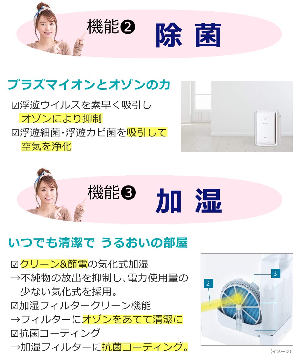 Amazon.co.jp: 富士通ゼネラル 加湿脱臭機 DAS-303R-W ホワイト 4点