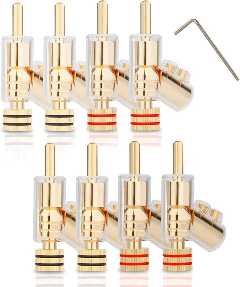 Amazon | Monosaudio 8本 バナナプラグ 24k金メッキ処理 オーディオ