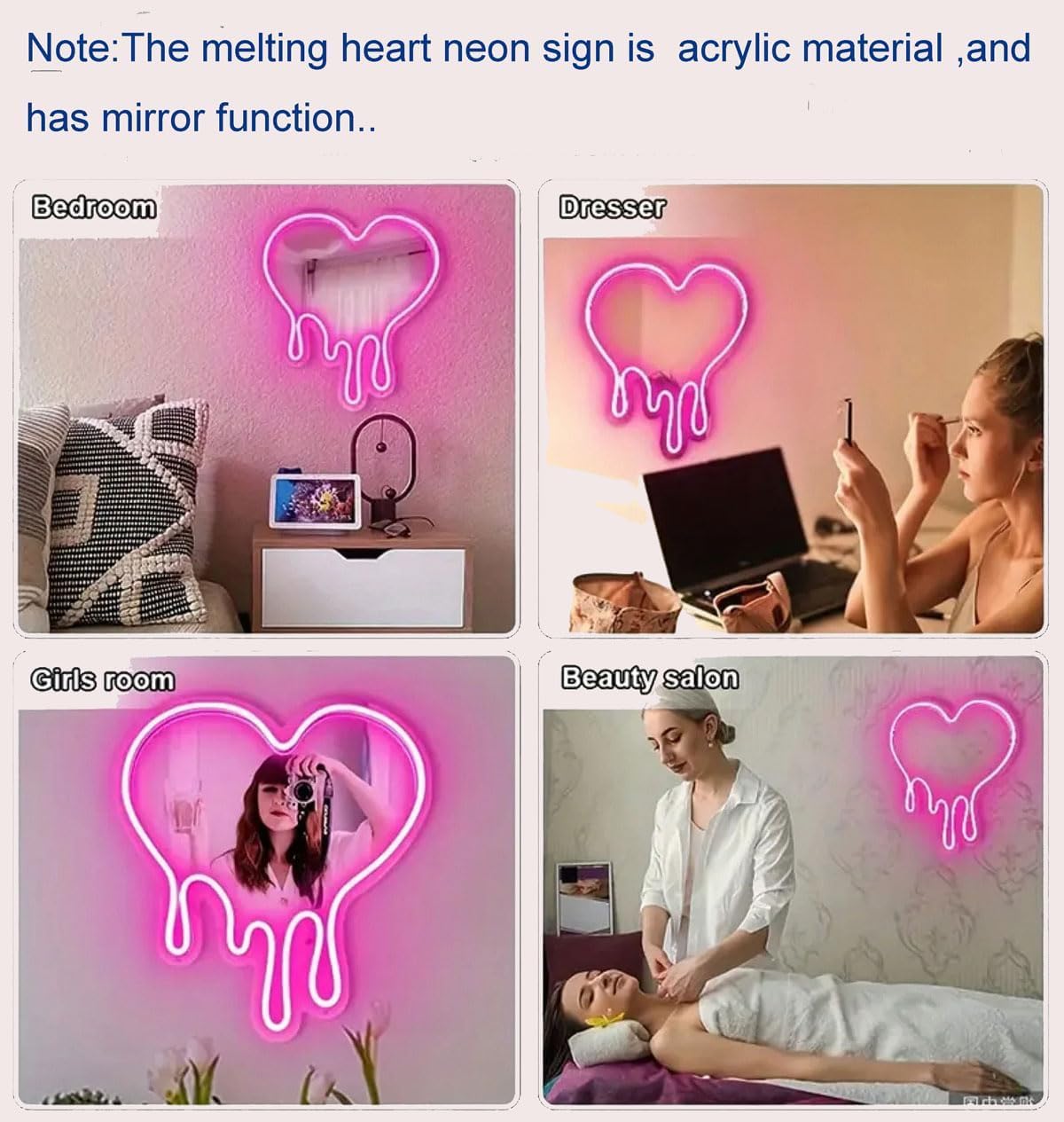 Amazon.co.jp : KADAFAGO ハートネオンサイン 溶けるミラーサイン 壁の