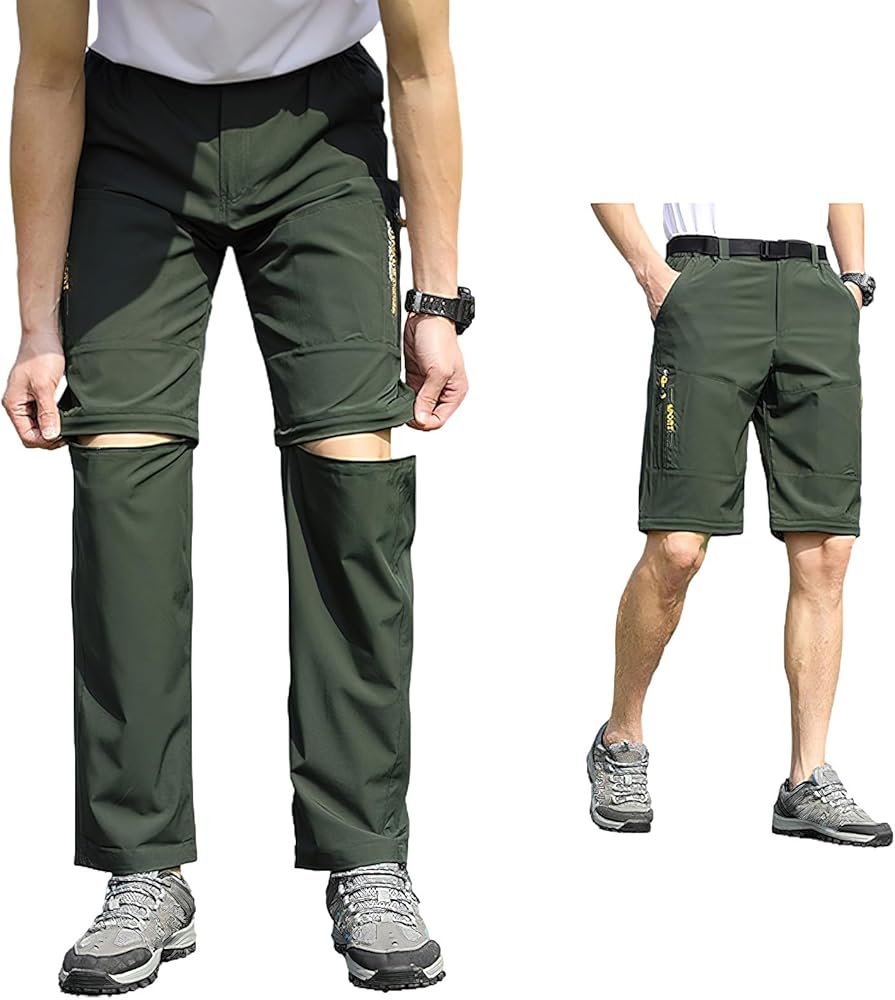 Jamron Men's Convertible Zip Off Cargo Trousers Quick Dry Outdoor