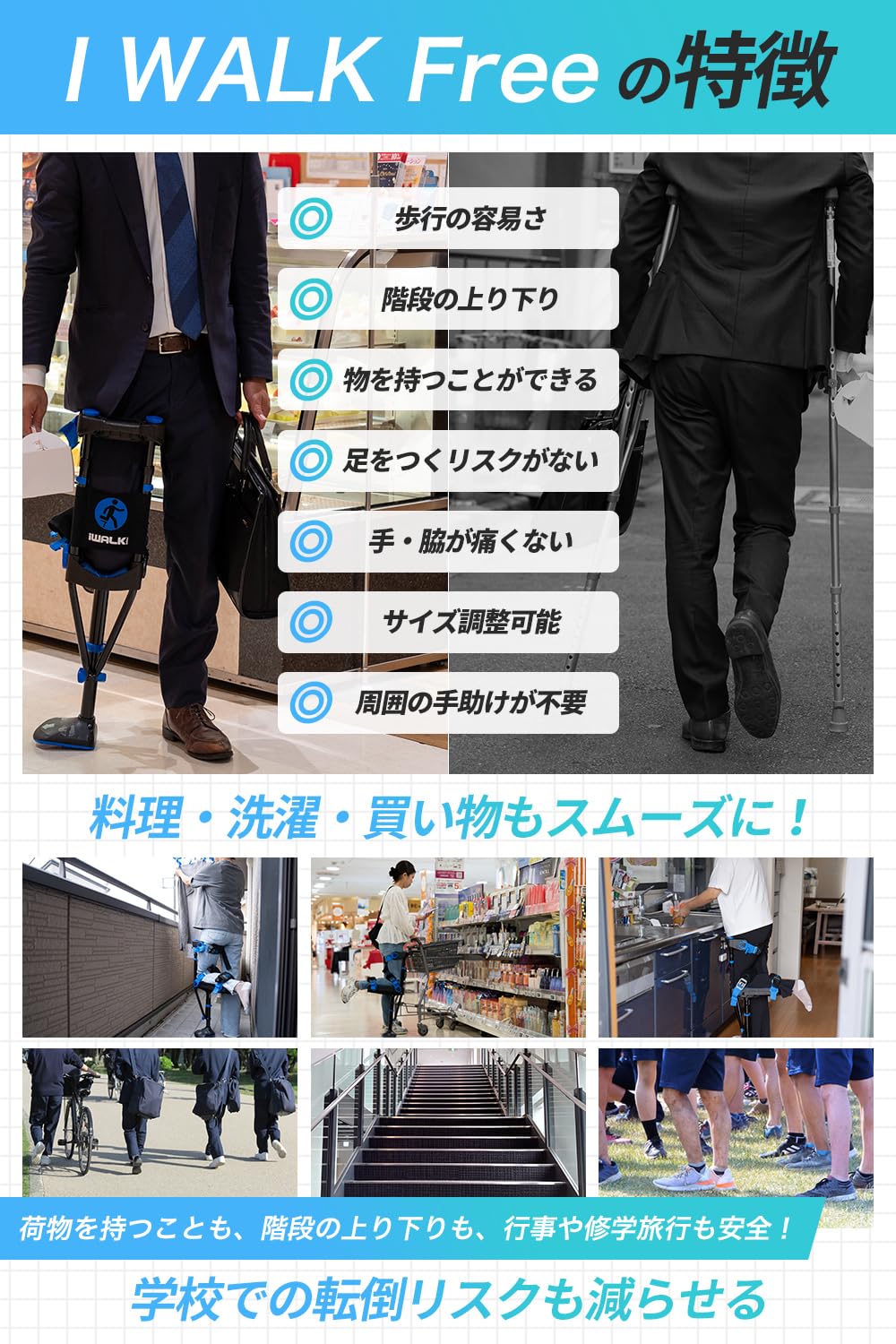 Amazon | iWALK3.0 – オリジナルのハンズフリー膝松葉杖 - 松葉杖や膝