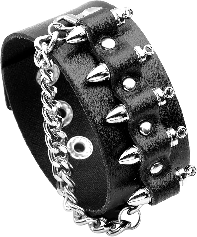 Amazon.com: Fusamk Punk Rock Snap Bracelet Bullet Chain Wristband