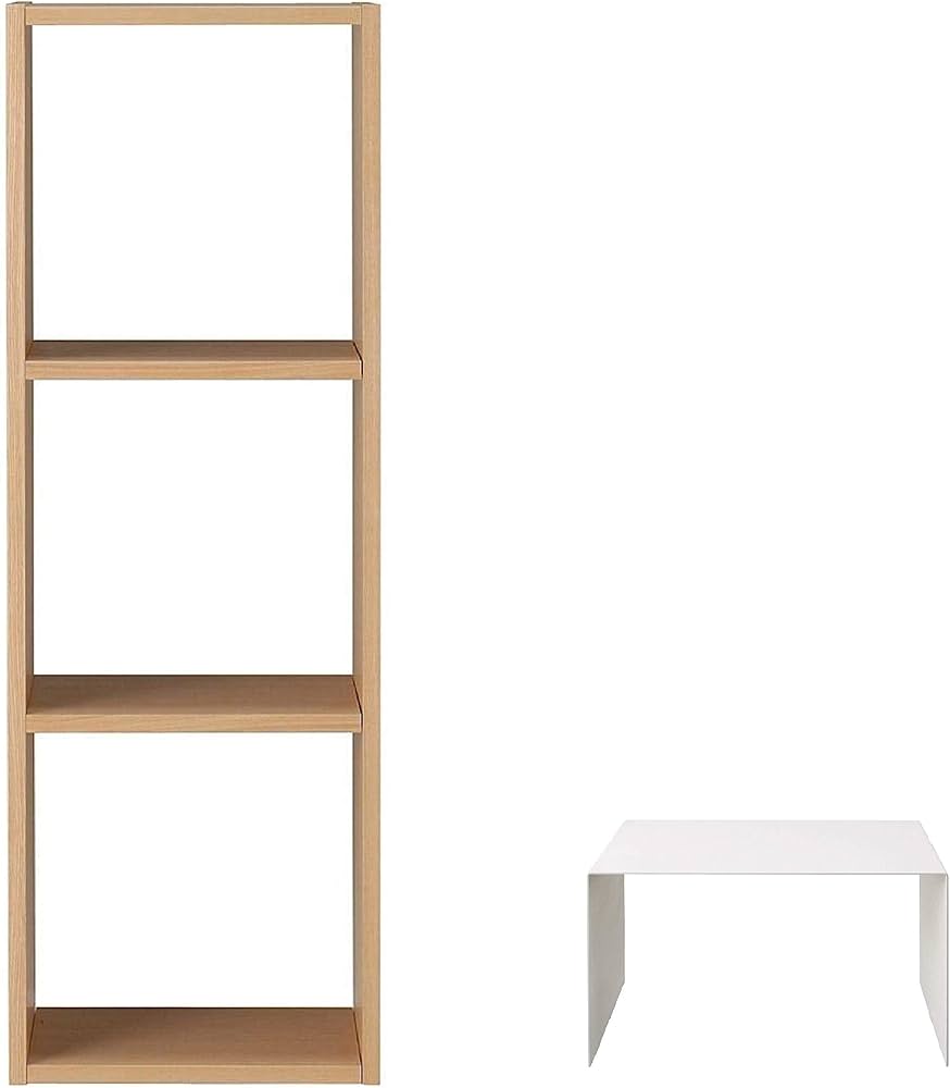 Amazon｜無印良品 スタッキングシェルフ・3段・オーク材 コの字棚付