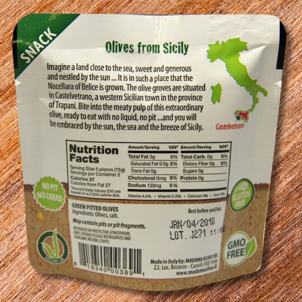 Green Pitted Olives in Pouch, 1.1 Ounce (Pack of 10) : Amazon.ca