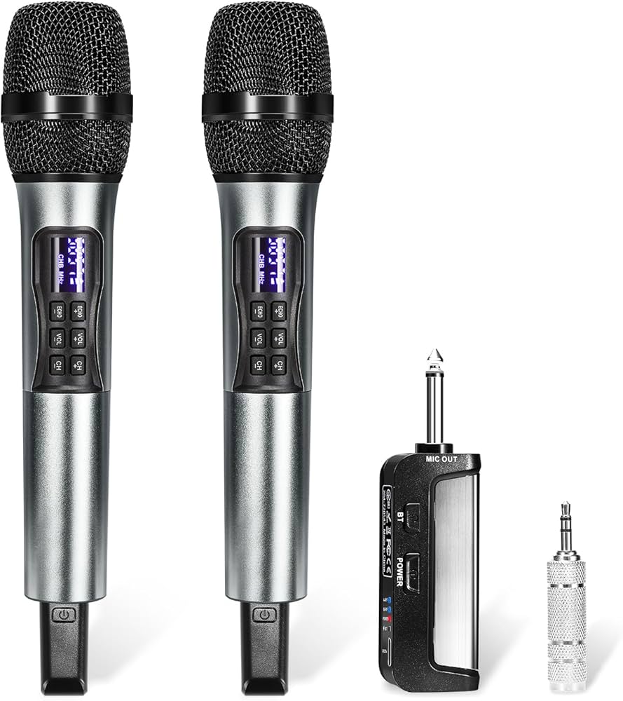 Amazon.co.jp: Kithouse ワイヤレスマイク Bluetoothカラオケマイク 2