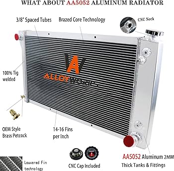 ALLOYWORKS 4 Row Core Aluminum Radiator For 1967-1972 Chevy C/K