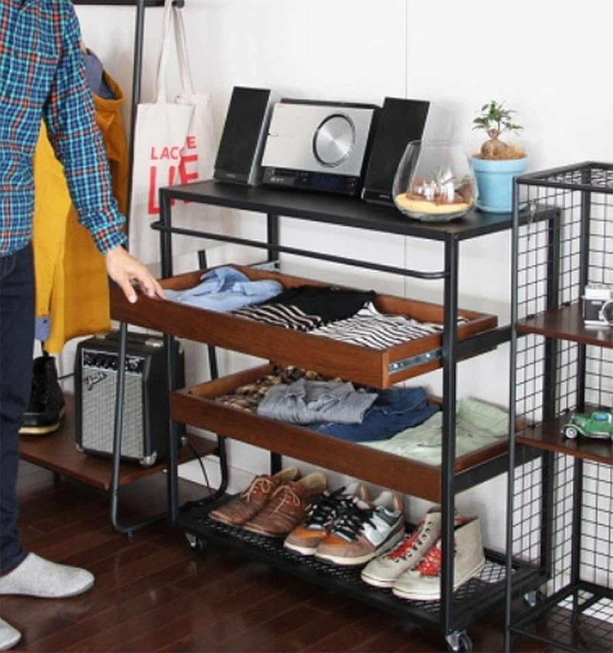 Amazon.co.jp: 市場 ワゴン ラック キャスター付き 4段 anthem 幅58