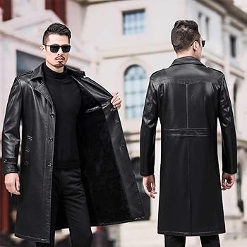 Amazon | [Tasahaya] レザートレンチコート 革 メンズ レザーロング