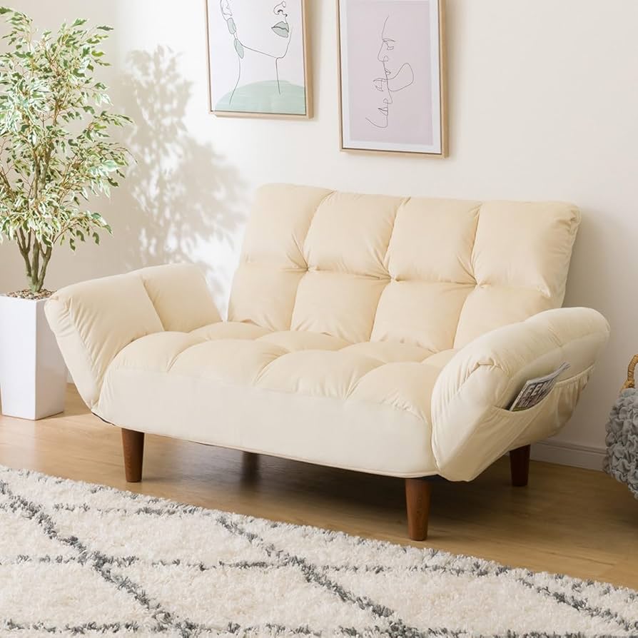 Amazon｜ニトリ コンパクトソファ ポケット ベロア ベージュ NITORI