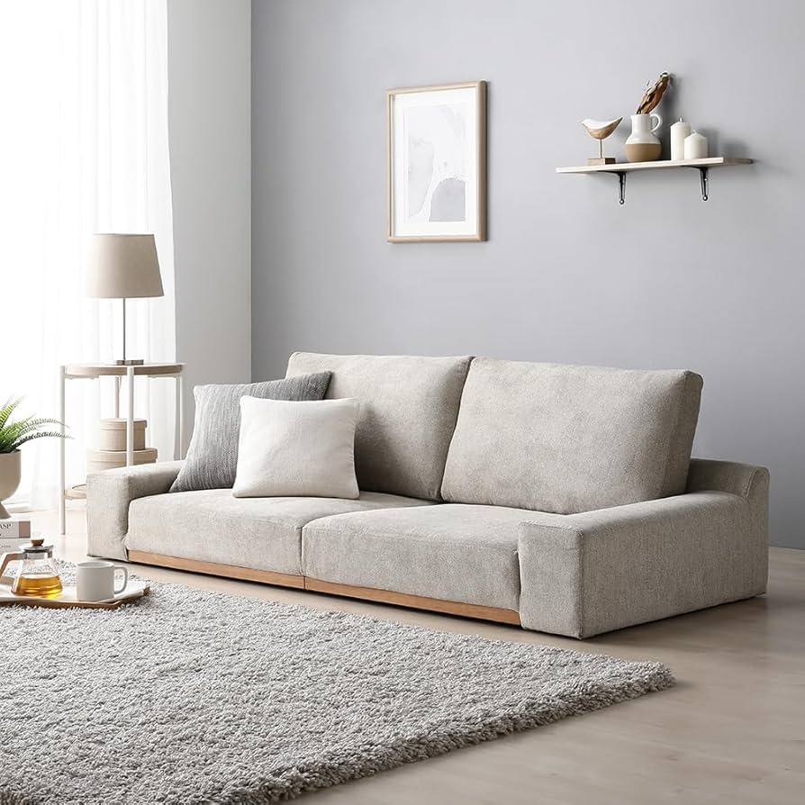 Amazon｜RASIK ローソファー 2.5人掛け 幅170cm グレージュ 分割式