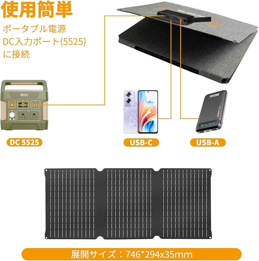 Amazon.co.jp: EEIVOL ポータブル電源 355Wh ソーラーパネル40W 出力