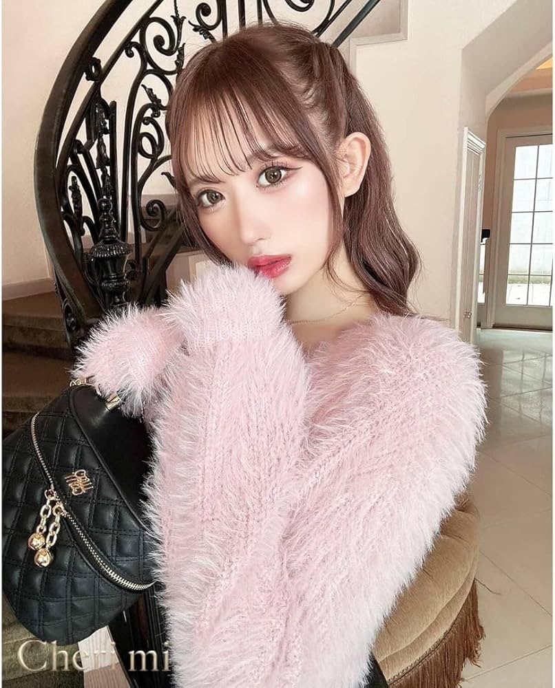 Amazon.co.jp: cherimi シャギーニットカーディガン ピンク M