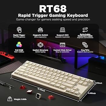 Amazon.com: YUNZII RT68 Rapid Trigger Gaming Keyboard,Hall Effect