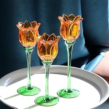Amazon.co.jp: VOHO オレンジチューリップキャンドルホルダー 春の装飾