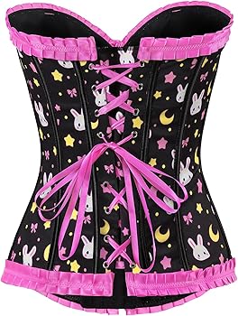 Littleforbig Women's Lace Up Boned Overbust Corset Bustier