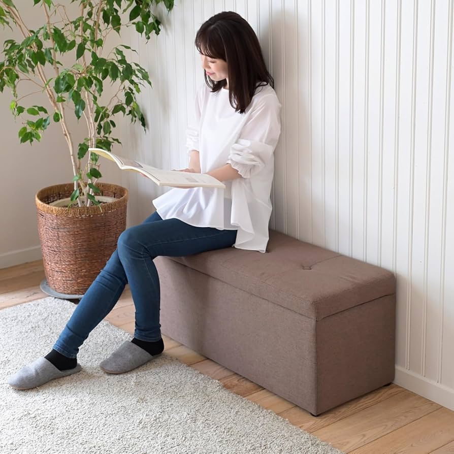 Amazon｜山善(YAMAZEN) 収納スツール ダブルサイズ 2人掛け ベンチ