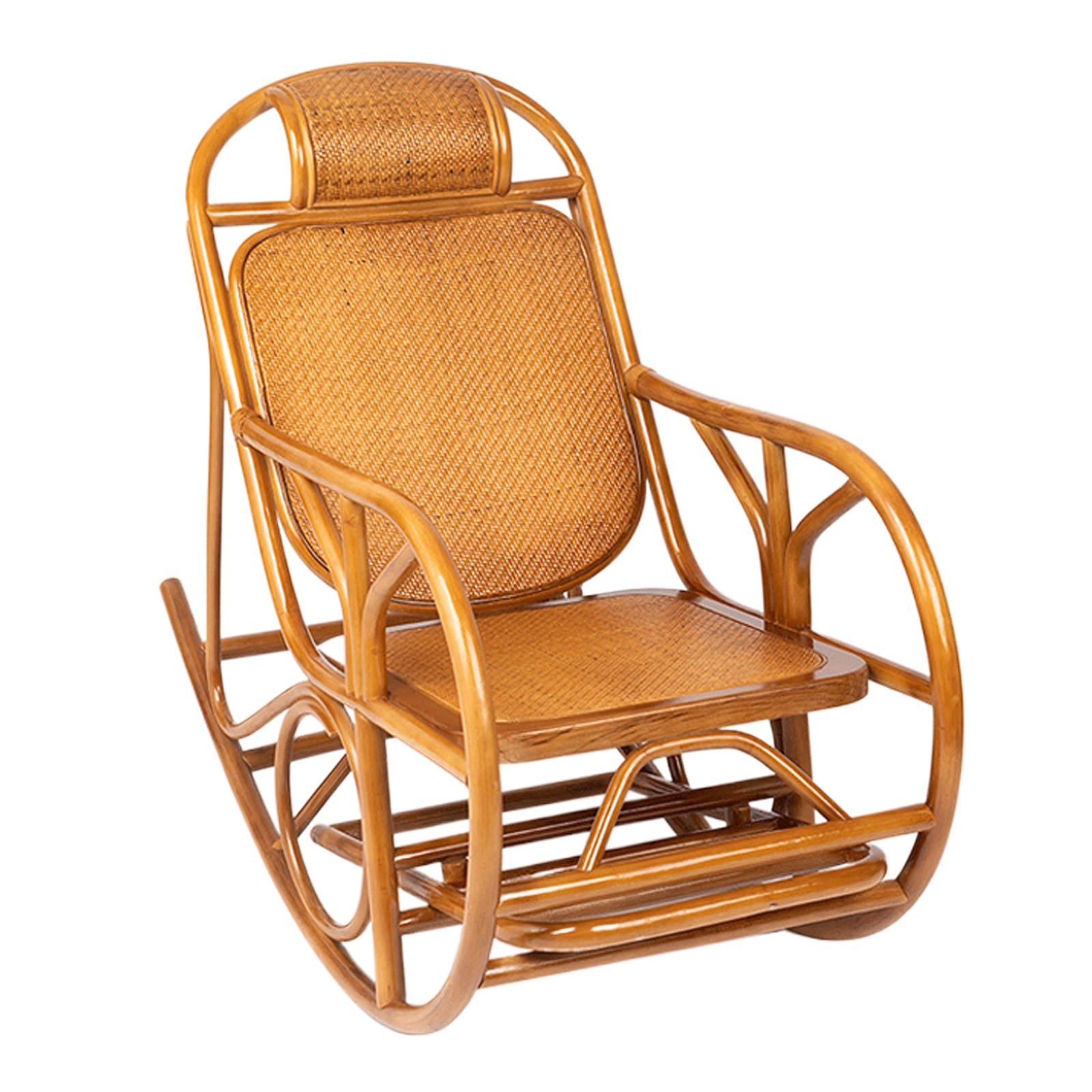 Amazon｜天然籐ロッキングチェアフットレスト付き、籐天然高級アーム