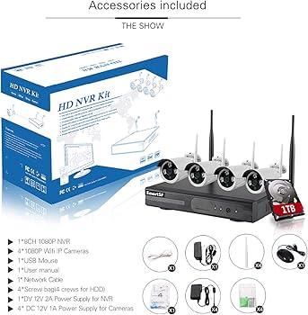 Amazon.com: SmartSF 1080P 8CH HD WiFi NVR Kit Wireless Security