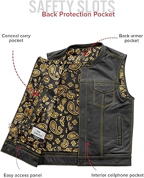 Amazon.com: First Mfg Co - The Cut - Leather Motorcycle Vest For