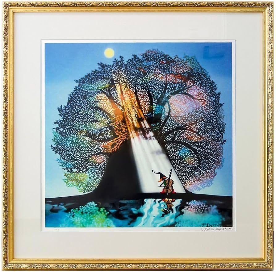 Amazon.co.jp: 藤城 清治 「月光の響」 リトグラフ 額付き 版画 直筆