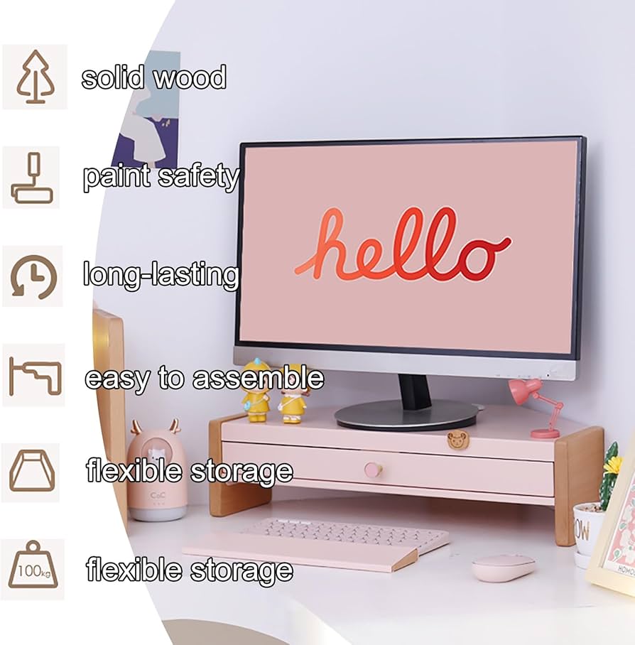 Amazon.co.jp: モニター台 卓上 ピンクのコーナースクリーンスタンド