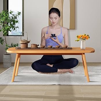 Amazon.com: rzoizwko Japanese Floor Table Folding Bamboo Wood