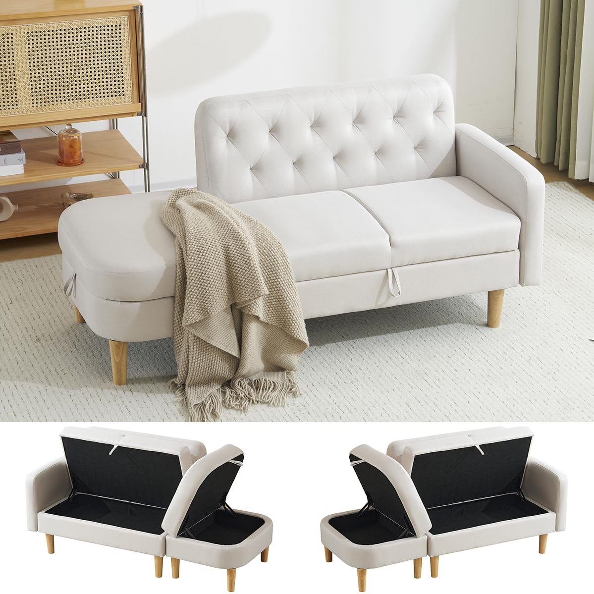 Amazon｜PEFEK ソファー 2人掛け ソファ 3人掛け 収納付き4WAY ロー